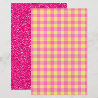 Rosa glitter och gingham vändbart scrapbookpapper