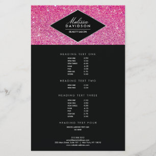 Rosa Glitter och Glamor Beauty Flyer