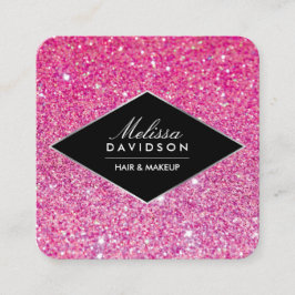 Rosa Glitter och Glamor Beauty Fyrkantigt Visitkort