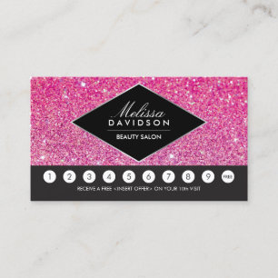 Rosa Glitter och Glamor Salon Loyalty Card Lojalitetskort