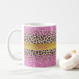 Rosa Glitter och Guld Mugg