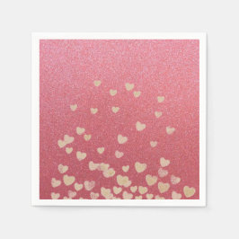 Rosa glitter och hjärtan pappersservett