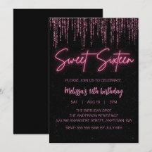 Rosa Glitter och Svartvit 16 födelsedagar