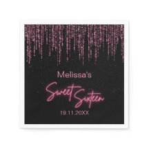 Rosa Glitter och Svartvit 16 födelsedagar