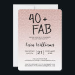 Rosa Glitter Ombre 40 Fabulous 40 Birthday Inbjudningar<br><div class="desc">Firar att du vrider 40 i elegant stil med den här moderna 40-årsdesignen på en rosa glitter-bakgrund, en 40-årsinbjudan på chicen som du bara kan anpassa och skicka ut för din 40 födelsedagsfest firande. Ord 40 och FB ställs in med hjälp av modernt skript. Om du behöver hjälp eller matchande...</div>