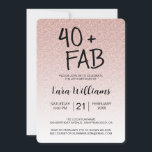 Rosa Glitter Ombre 40 Fabulous 40 Birthday Inbjudningar<br><div class="desc">Firar att du vrider 40 i elegant stil med den här moderna 40-årsdesignen på en rosa glitter-bakgrund, en 40-årsinbjudan på chicen som du bara kan anpassa och skicka ut för din 40 födelsedagsfest firande. Ord 40 och FB ställs in med hjälp av modernt skript. Om du behöver hjälp eller matchande...</div>