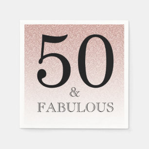 Rosa Glitter Ombre 50 och Fabulous 50:e födelsedag Pappersservett