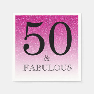 Rosa Glitter Ombre 50 och Fabulous 50:e födelsedag Pappersservett