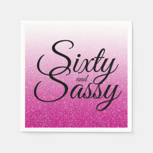 Rosa Glitter Ombre 60 och Sassy 60:e födelsedagen Pappersservett