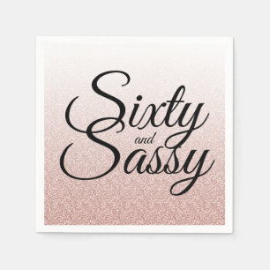 Rosa Glitter Ombre 60 och Sassy 60:e födelsedagen Pappersservett