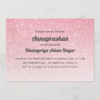 Rosa Glitter Ombre Annaprashan First Ris