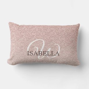 Rosa Glitter Ombre Anpassat namn Monogram Lumbarkudde