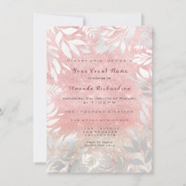 Rosa  Glitter Ombre Blommigt Sparkly White 16:e Inbjudningar