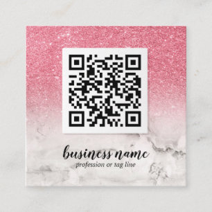 Rosa Glitter Ombre Cursive QR CODE social ikon Fyrkantigt Visitkort