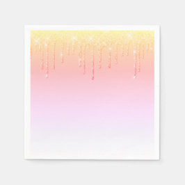 Rosa Glitter Ombré Glam Sparkles Söt Party Pappersservett