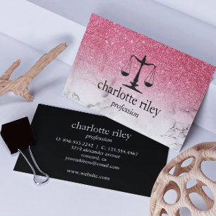 Rosa Glitter Ombre Justice  Attorney Lawyer Visitkort