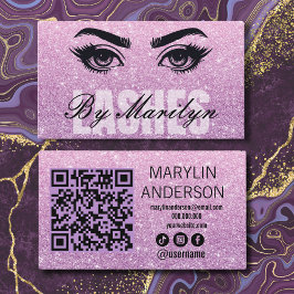 Rosa Glitter Ombre Lash Tech QR-kod - skannerbar Visitkort