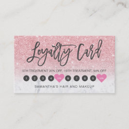 Rosa glitter ombre-skript makeup marble 10 lojalitetskort