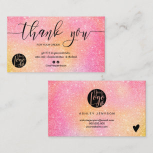 Rosa glitter ombre-skriptorder logotyp tack visitkort