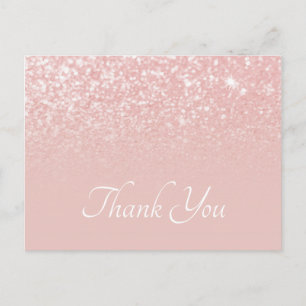 Rosa glitter Ombre Tacksamhet Vykort