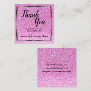 Rosa Glitter Order Tack Fyrkantigt Visitkort