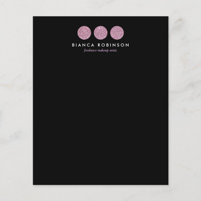 Rosa Glitter Palette for Freelance Makeup Artist Flygblad (Framsidan)
