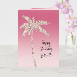 Rosa Glitter Palmträd Ombre Kort