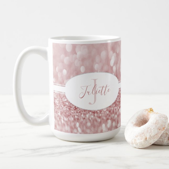 Rosa Glitter Personalize Coffee Mugg (Med munk)