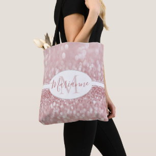 Rosa Glitter Personalize Tote Bag Tygkasse