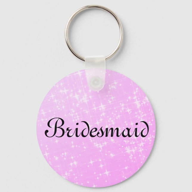 Rosa Glitter Personlig Bridesmaid Nyckelring (Framsida)