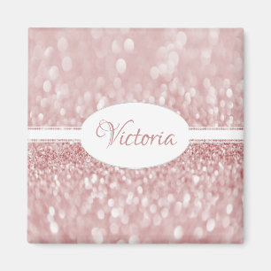 Rosa Glitter Personlig Magnet