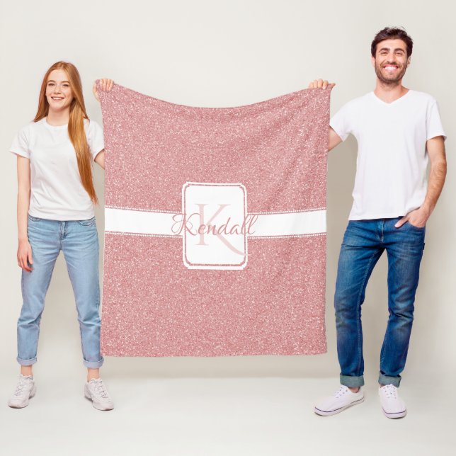 Rosa Glitter Personlig Throw Blanket Blanket Fleecefilt (På plats)