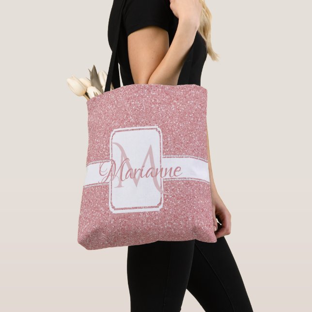 Rosa Glitter Personlig Tote Bag Tygkasse (Närbild)