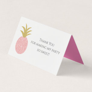 Rosa Glitter Pineapple Goody Bag Treat Bag Topper Kort