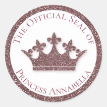 Rosa Glitter Princess Krona eget namn