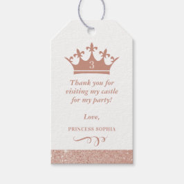  Rosa Glitter Princess Krona Favor Presentetikett