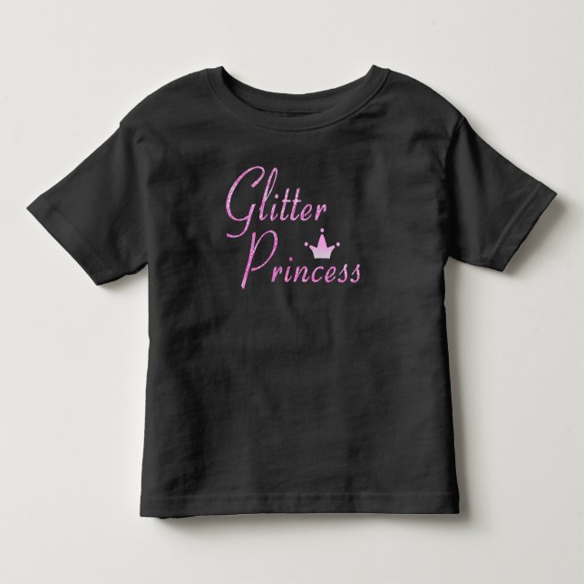 Rosa Glitter Princess Krona Glitter Sparkles T Shirt (Framsida)