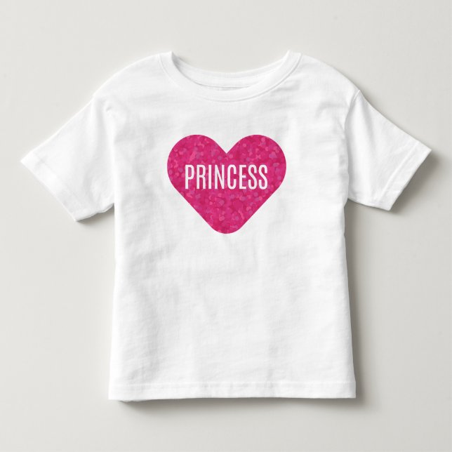 Rosa glitter prinsessa hjärta t shirt (Framsida)