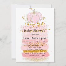 Rosa Glitter Pumpkin Girl Baby Shower