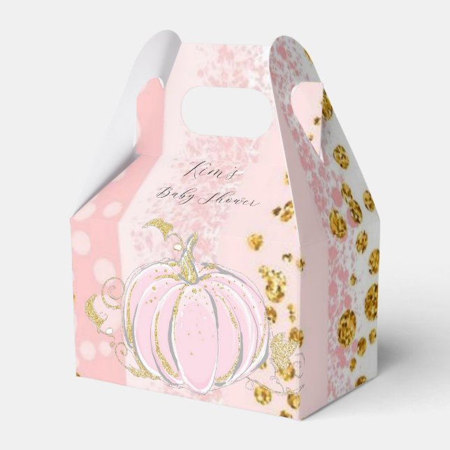 Rosa Glitter Pumpkin Girl Baby Shower Presentaskar (Framsidan Sidan)