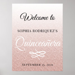 Rosa Glitter Quinceañera 15:e födelsedag Välkommen Poster