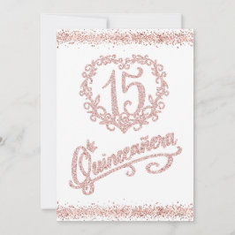 Rosa Glitter Quinceañera 15 Inbjudningar