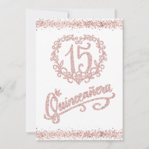 Rosa Glitter Quinceañera 15 Inbjudningar