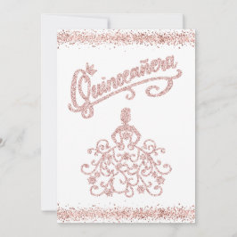 Rosa Glitter Quinceañera 15 Krona inbjudan