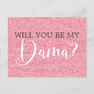 Rosa Glitter Quinceanera Dama Frieri Inbjudan Vykort