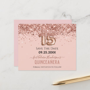 Rosa Glitter Quinceanera Spara datum