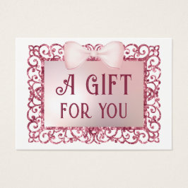 Rosa glitter ram-presentkort visitkort