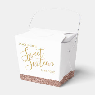 Rosa Glitter Ro Guld Sweet 16 Namn Mini togs ut Presentaskar