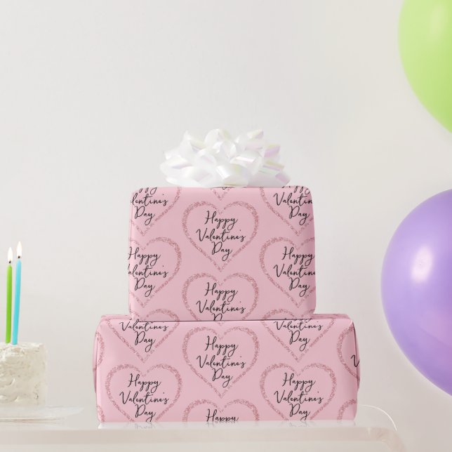 Rosa glitter romantisk typsnitt Alla hjärtans dag Presentpapper (Festgåvor)