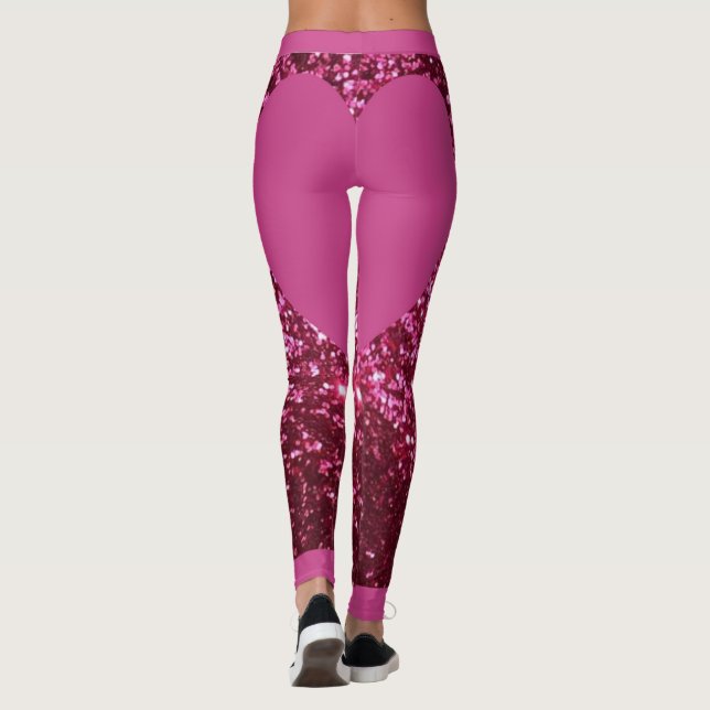 Rosa Glitter Rosa Heart Leggings (Baksida)